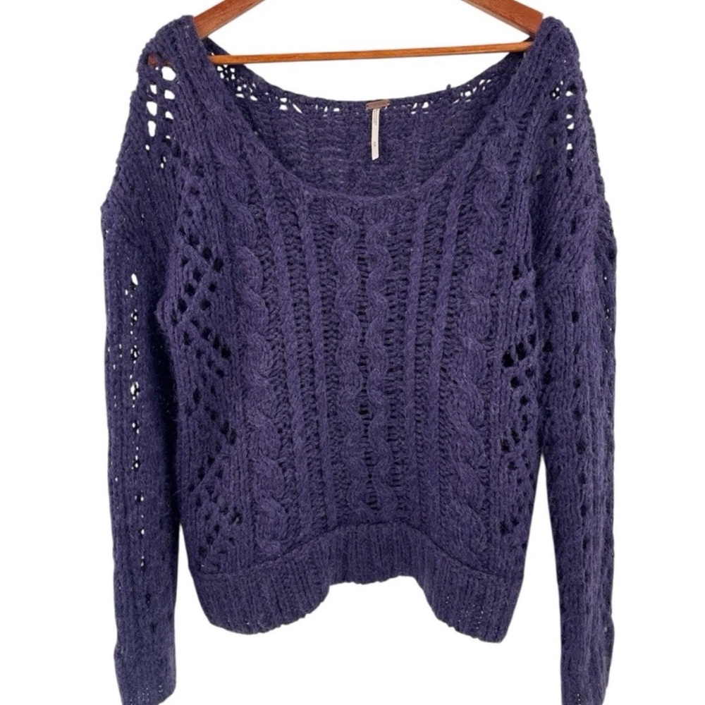 Free People sweater, size M purple open knit for ladies bohemian and lightweight